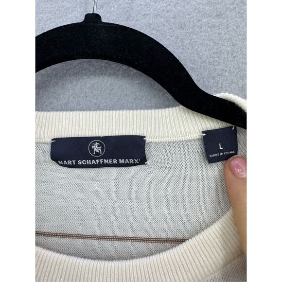 Hart Schaffner Marx Mens Cream Blue Fair Isle Merino Wool Pullover Sweater Large - Picture 4 of 9